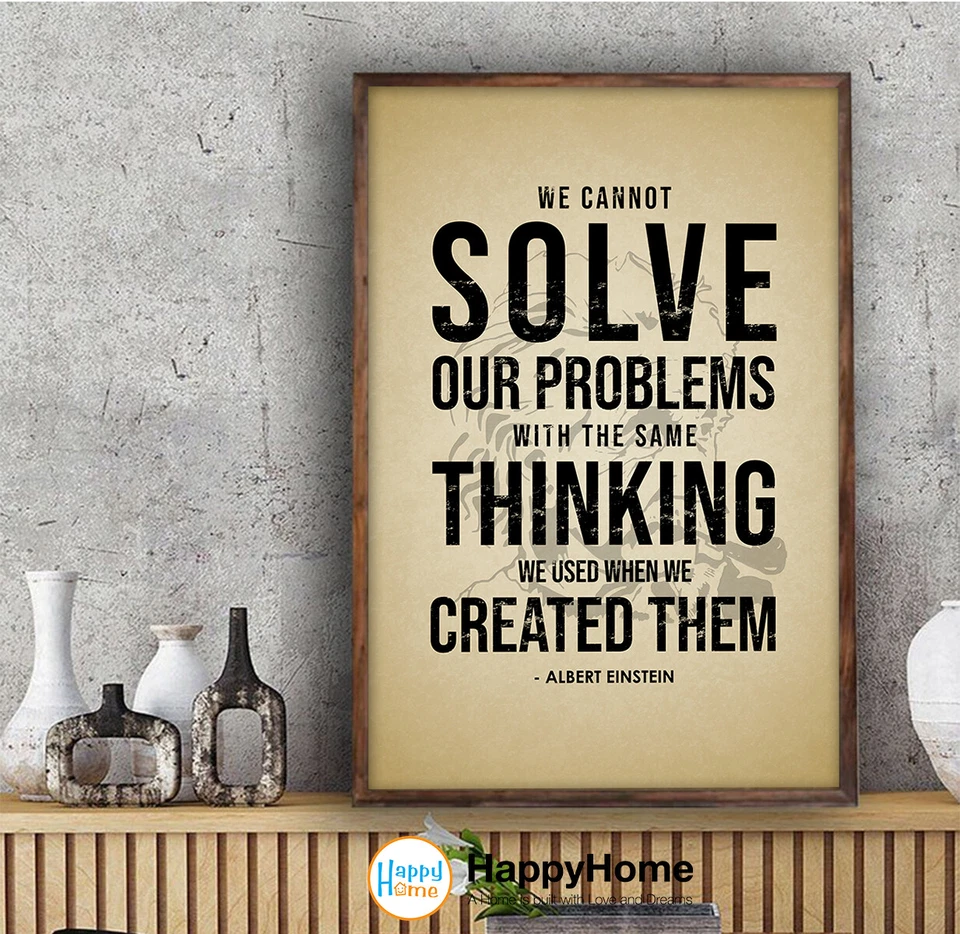 Albert Einstein Quotes Motivational Inspirational Wall Art Solve Our Problems - Image 3 of 4