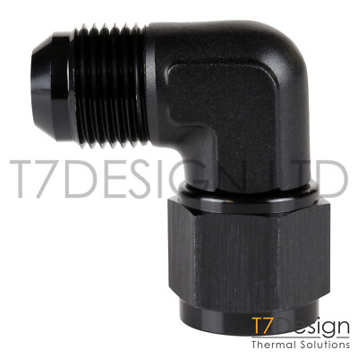AN6 90 Grad Stecker auf Buchse geschmiedet Winkel Adapter Fitting -6 AN06 JIC schwarz