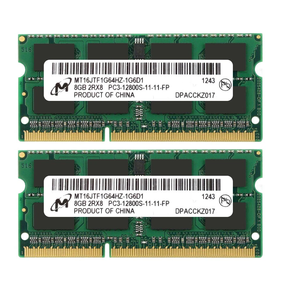 Micron 16GB 8GB 4GB PC3-12800S 2Rx8 DDR3 1600MHz 204Pin SODIMM Laptop RAM LOT AU - Image 2 of 4