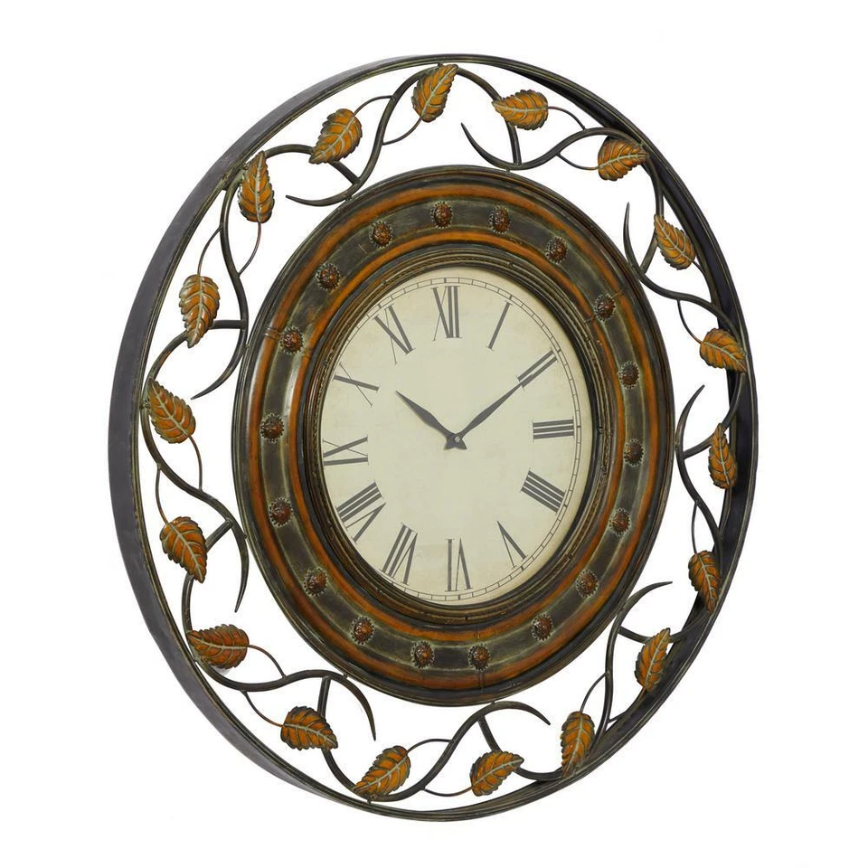 Litton Lane Wall Clock Brown Metal Frame Rustic Theme Extra-Large 36 in. Dia - Image 2 of 4