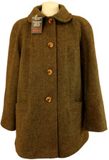 Vintage Edinburgh Mill Ladies Sze 16 Green/brown Mix Wool Coat