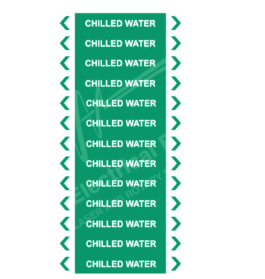 Water Connection Stickers Printed vinyl CHILLED WATER pipe sticker 200x100mm NEW pack of 10 FREE ...