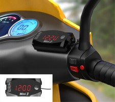 Mini 3-in-1 Led Display Air Temperature Time Clock Voltmeter For Motorcycle