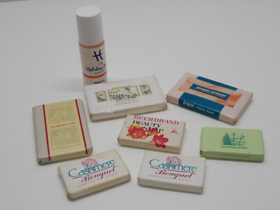 VTG Travel Size Soap Bars & 1 Revlon Flex & Go Shampoo Cashmere Bouquet 8 Items