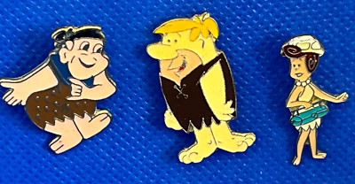 VINTAGE Pins Anstecknadel Badge Les PIERRAFEU Barney Rubble Fred Wilma Feuerstein