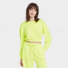 Women's Cropped Lounge Sweatshirt - Colsie Yellow Size L NWOT