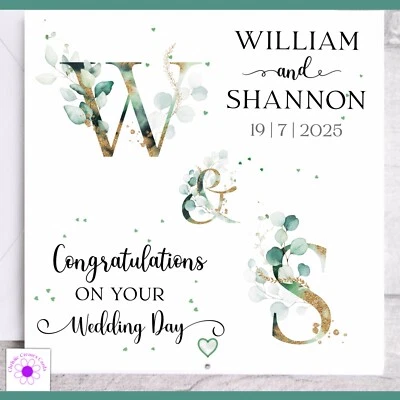 CHRISSIECREATESCARDS Personalised Wedding Card, Wedding Day Congratulations Card | Bride & Groom