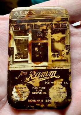 Adam Ramm Plumbing Celluloid Advertising Pocket Mirror Louisville Ky Kentucky