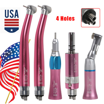 Dental High Low Speed Handpieces 4 Hole Air Turbine Kit For NSK Pana Max Pink