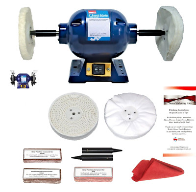 370W Bank Schmuck Polierer Poliermaschine Schleifer + Polierset 6 Zoll Mops