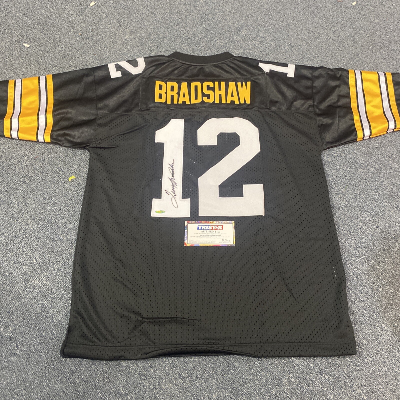 Terry Bradshaw Autographed Signed Pittsburgh Steelers custom / BLACK JERSEY TRISTAR 