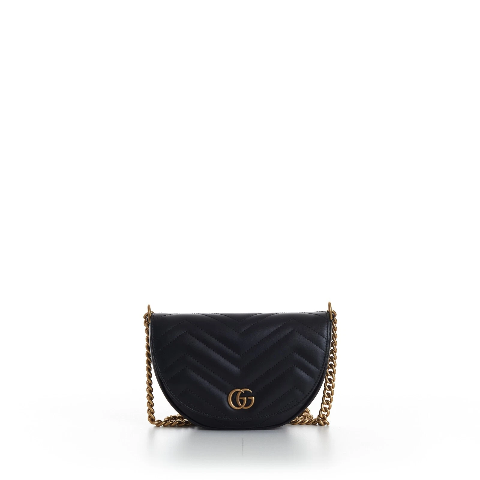 Mini sac chaîne GUCCI GG Marmont Matelass �� en cuir noir
