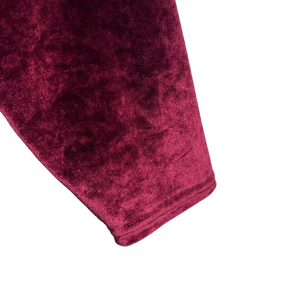 Cárdigan largo de terciopelo rojo frente abierto bolsillos para mujer grande caprichoso vacaciones” Foto 4 de 4