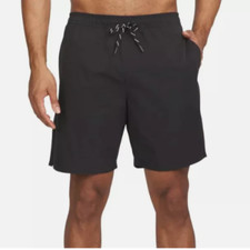 NEW Lands' End Mens M Black Swim Shorts With UPF 50 Quick Dry Built-In Boxer