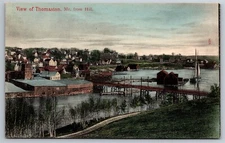 Thomaston ME Birdseye View From The Hill Harbor Bridge UDB Postcard C1901 G12