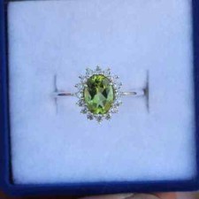 Beautiful Peridot Gemstone Ring 925 Sterling Silver Ring Statement Ring