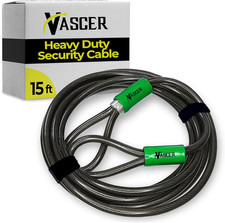 Heavy Duty Security Cable with Loops - 15 Feet 3/8" Bike Cable Lock Cut Resist