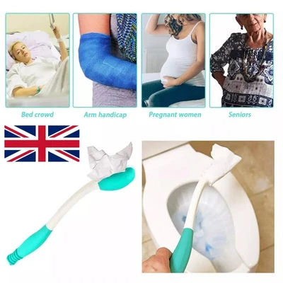 15'' Long Handled Bottom Toilet Self Wipe Aid Wiper Easy Tissue Reaching Aid UK