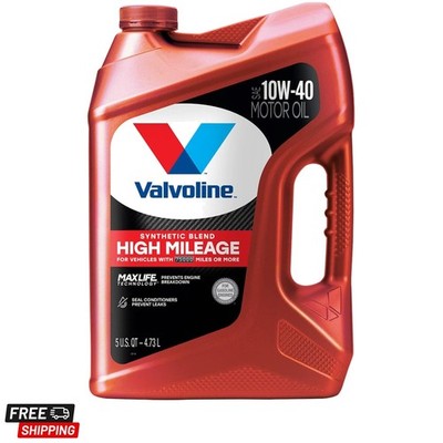High Mileage with MaxLife Technology SAE 10W-40 Synthetic Blend Motor Oil 5 QT