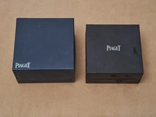 Piaget Vintage Watch Box Black Leatherette Box Inner & Blue Outer Box No Cushion