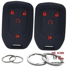 2 Pcs Silicone 4 Buttons Key Fob Cover Remote Case Keyless Rubber Protector