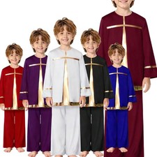 Kids Boys Costume Celebration Outfits Competition Set Festival Round Neck Top