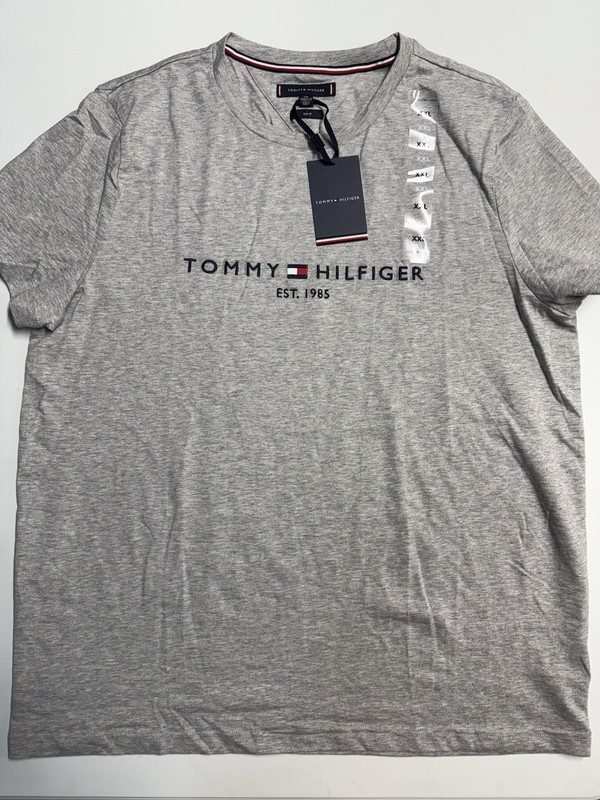 Tommy Hilfiger Short Sleeve Slim Fit Tommy Embroidered Tshirt Grey Size XXL NWT