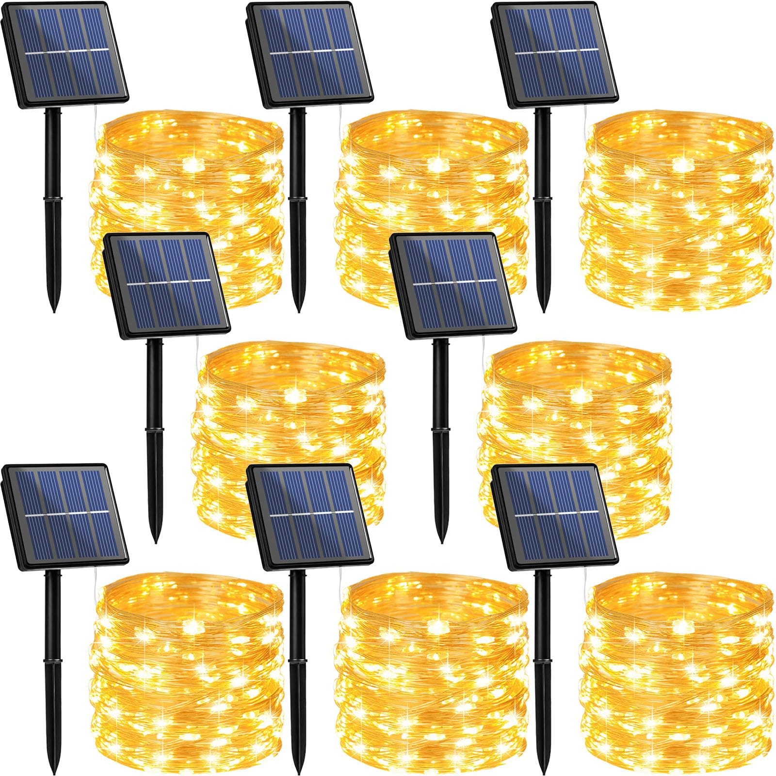 8 Pack Solar Fairy Lights Outdoor Waterproof 264FT 800 LED Solar String Light...