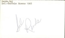 Sal Rende Signed 3x5 Index Card Cut Bisons Autograph Den