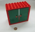 Vtg Lego Duplo RED BUILDING 2 GREEN DOORS 4x8 FIRE STATION FARM CHRISTMAS HOUSE