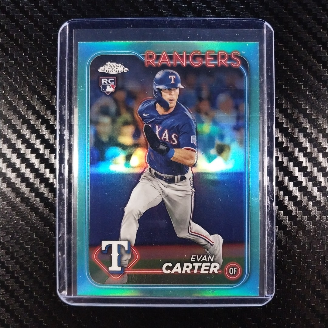 2024 Topps Chrome Baseball Evan Carter #136 Aqua Refractor /199 (RC)