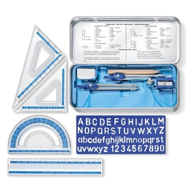 STAEDTLER 10-Piece Math Set with Metal Compass, 6'' Ruler Compact, Multicolor