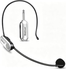 Bietrun UHF Wireless Microphone Headset, 165ft Range, Working Time 6H, 1/4''P...