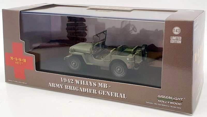 Greenlight 1/43 Scale 86593 - 1942 Willys MB Army Brigadier General MASH - Image 4 of 4