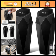 Leakproof Car Trash Can with Lid - 2 Pack, Portable Vehicle Waste Bin, Black
