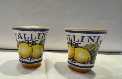 Deruta Pallini Limoncello Italian Ceramic Pottery Shot Glasses Set of 2