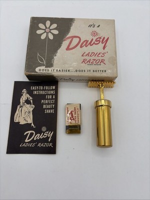 Daisy Ladies Safety Razor with polished brass case Original Box Lid And Blades