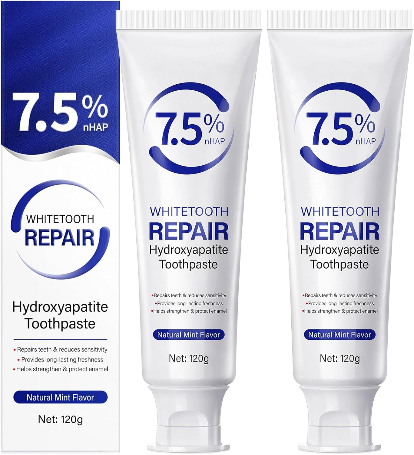 2Pcs Hydroxyapatite Toothpaste, Hydroxyapatite Enamel Care Toothpastes, Fluoride