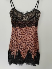 Nibber Women's  Leopard Print Lace Mini Bodycon Cami Dress Size M New