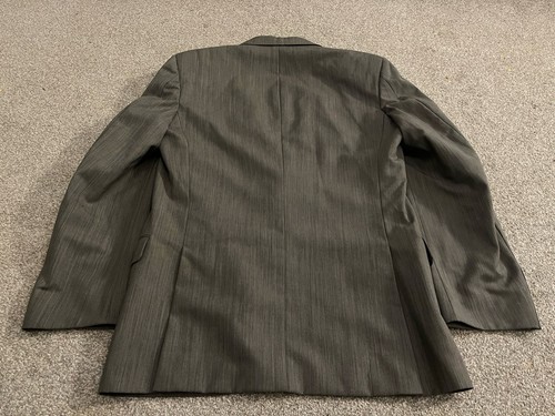 Jaeger Men's Blazer Jacket Grey Striped Single Breasted UK 48R 100% Wool - Picture 9 of 9