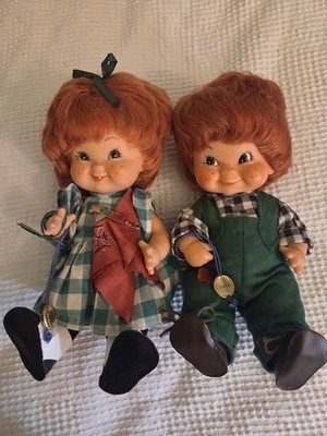 2 GOEBEL Rubber Redhead CHARLOT BYJ Dolls Boy & Girl W Germany 1963 Collectible