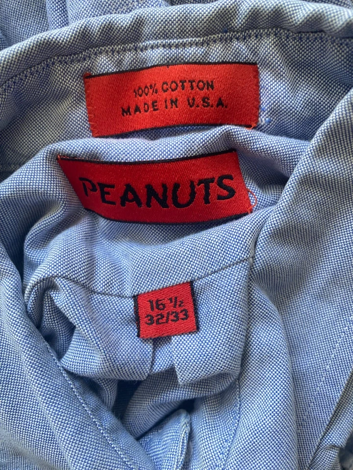 Vintage Peanuts Snoopy Golf Shirt Blue Men’s 16.5 32/33 –Long Sleeve Made in USA - Image 2 of 4