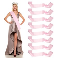 Satin Sash, Blank Sash Pageant Ribbon for Party Wedding 8 Pack  Pink