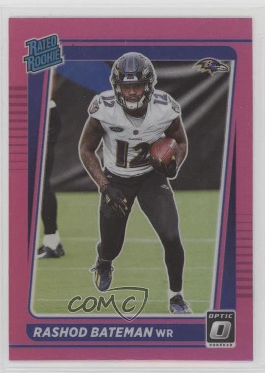 2021 Panini Donruss Optic Rated Rookie Pink Prizm Rashod Bateman #210 0nr3