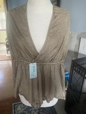 LILI FAMA.  Deep Plunge Romper. Size M.   BRONZE.(matches Bikini I’ve Listed.