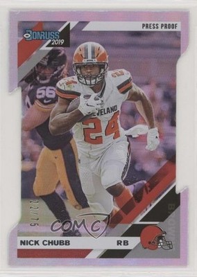 2019 Panini Donruss Press Proof Silver Die-Cut 22/75 Nick Chubb #66 6fs
