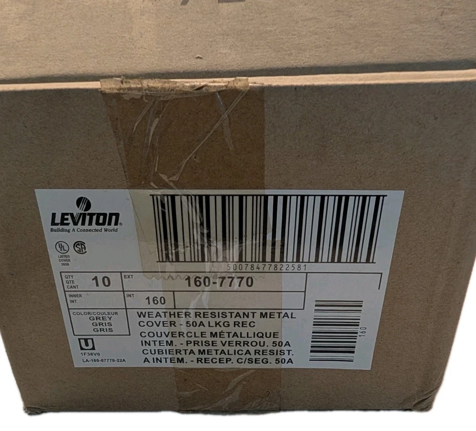 Leviton Funda Receptáculo Metal Resistente a la Intemperie 50A 160-7770 Gris (Caja de 10) Foto 2 de 4