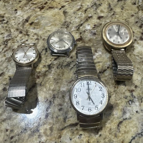 Vintage Timex Watches Lot Of (4) Untested Working/Parts See Pictures