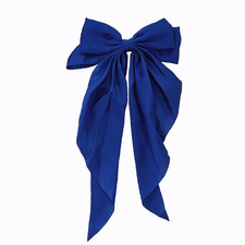 Large Hair Bows for Women Royal Blue Silky Satin Hair Bow Hair Clips Long Tai...