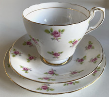 Vintage Paragon Dainty / Ditsy Pink Rose Trio. Cup Saucer & Sideplate Bone China